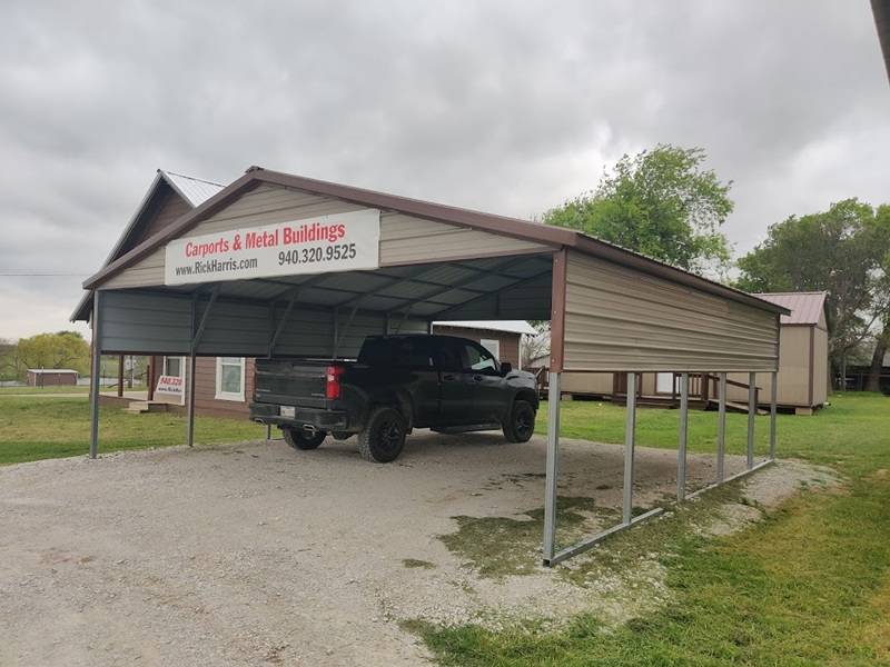 24x25x8 Carport with Vertical Roof and Gables Closed