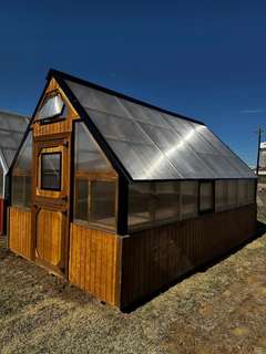 10x16 Greenhouse with Cedar Stain, Black Trim, & Elec gallery 1