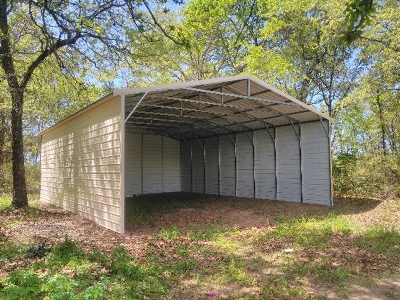 30x40x12 Carport with Vertical Roof and 3 Sides