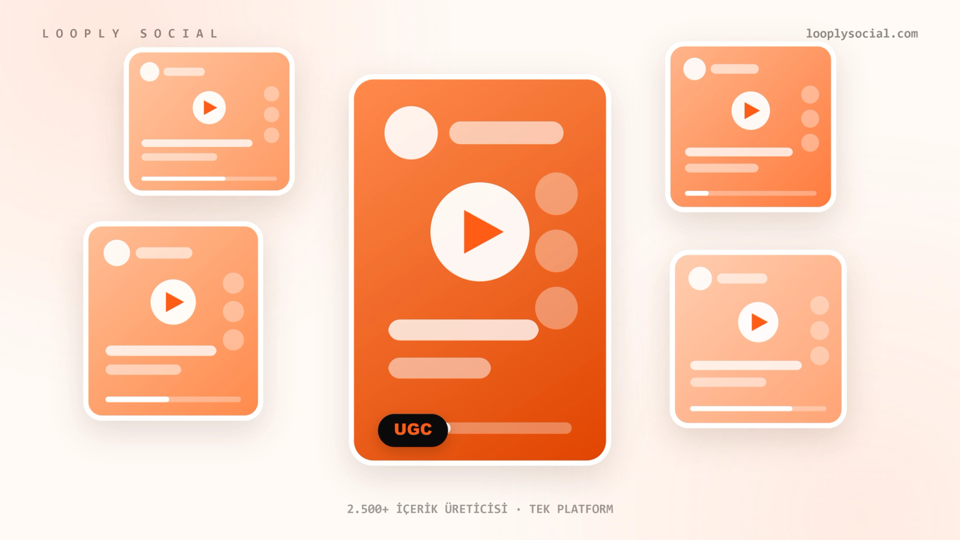 Farklı içerik üreticilerinden gelen UGC videolarının aynı marka standardında dizildiği Looply Social mozaiği