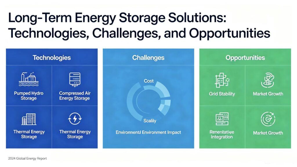 Long-Term Energy Storage Solutions: Technologies, Challenges, and Opportunities