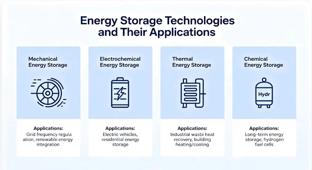 Infographic comparing energy-storage technologies and environmental risks.