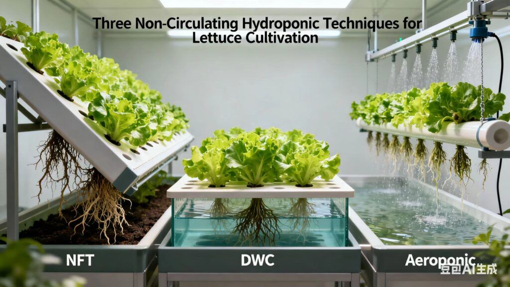 Three Non-Circulating Hydroponic Techniques for Lettuce Cultivation