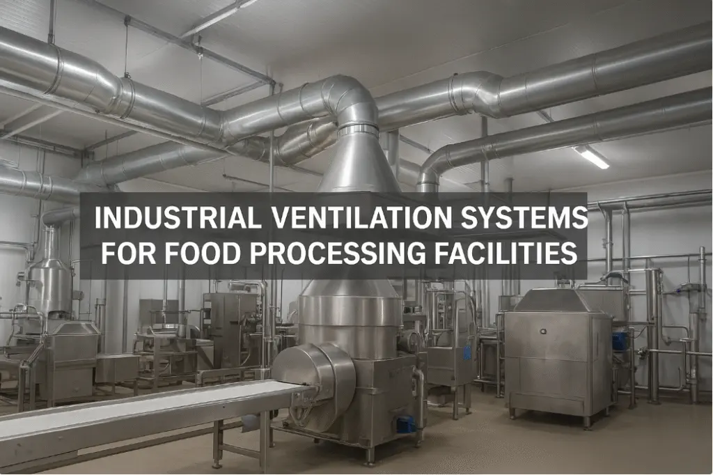 Ventilation and air-treatment equipment inside a food-processing facility.