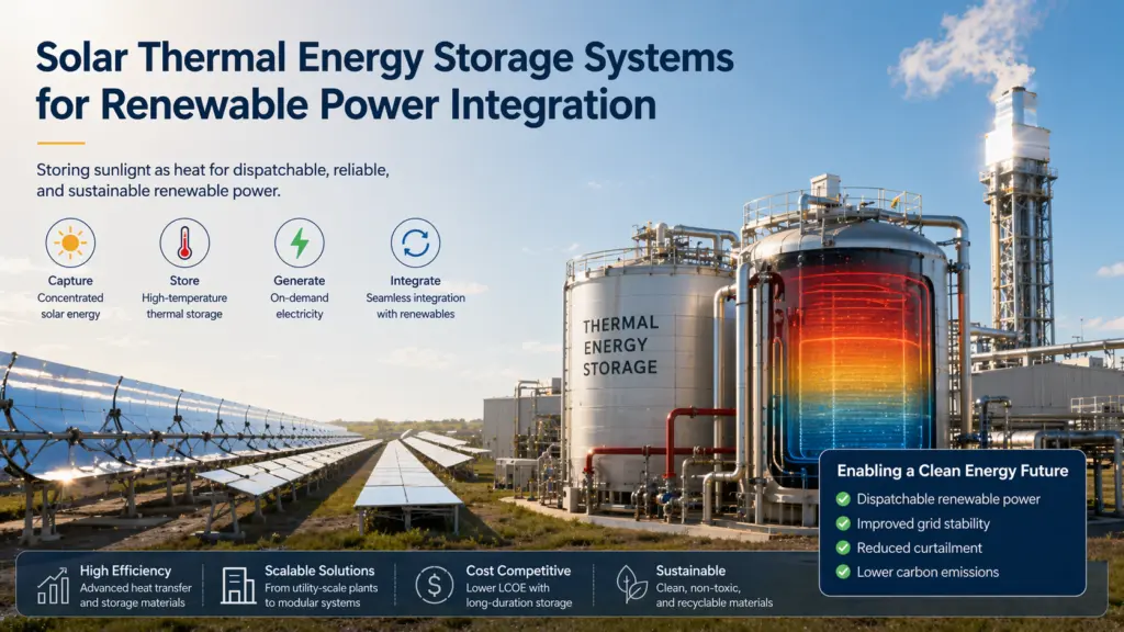 Diagram of a solar thermal energy-storage system.