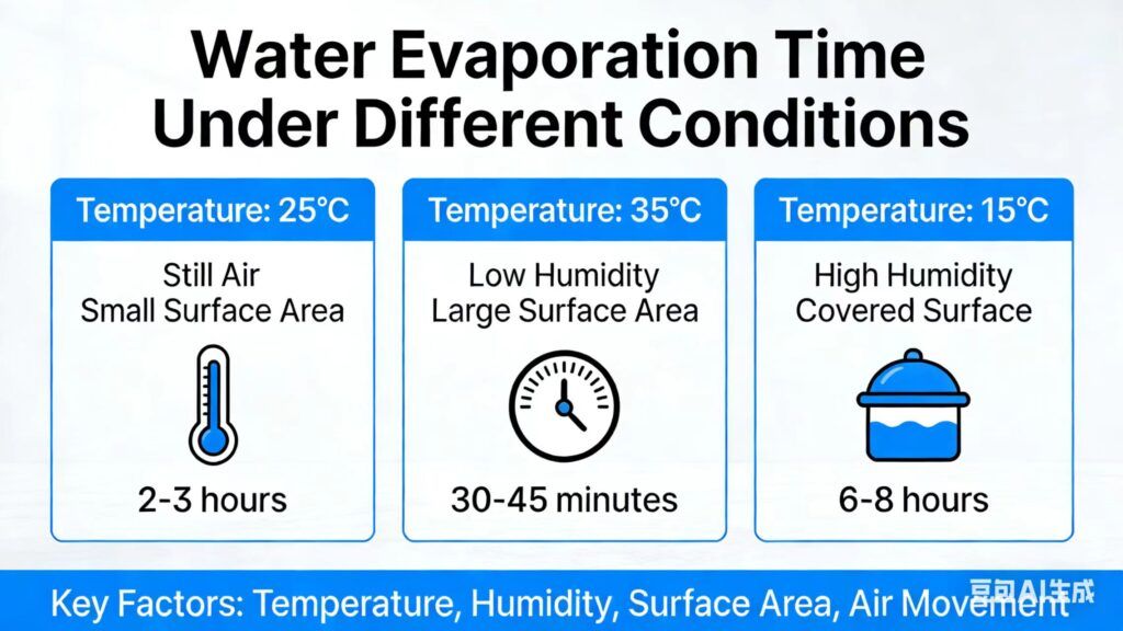 How long does it take for water to evaporate in different conditions?
