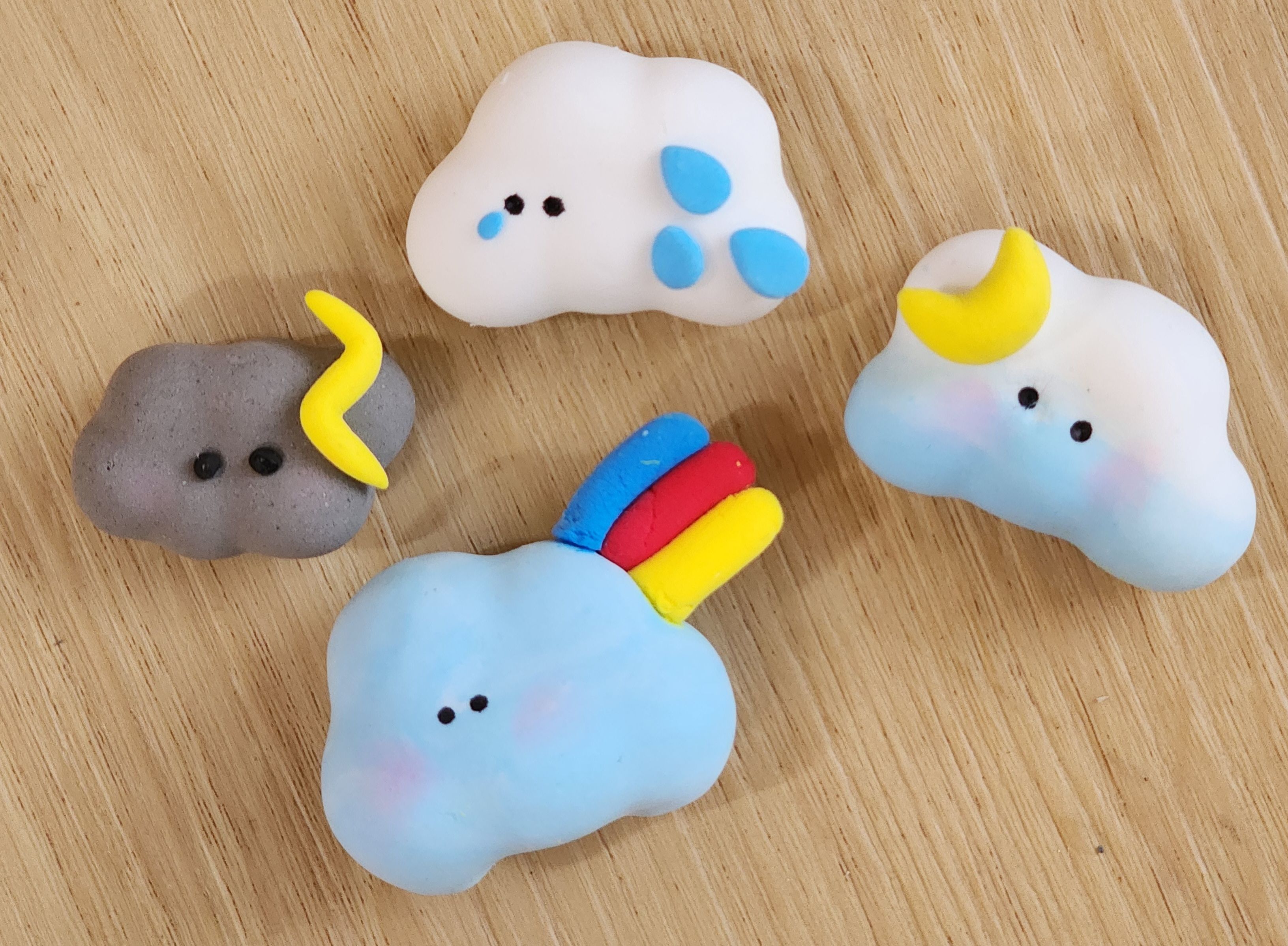 兒童黏土作品:小雲朵磁鐵