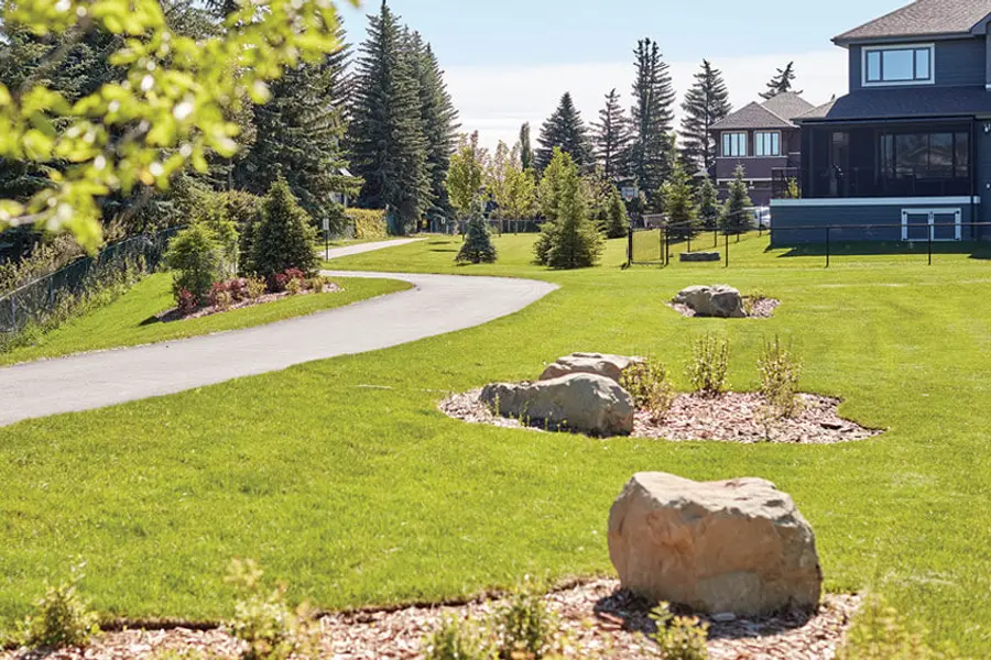 Shawnee Park walkway with grass and clean landscaping