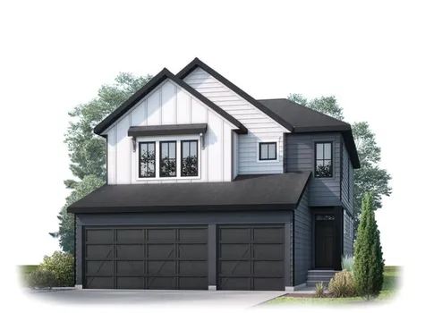 Front view of the Grafton in Shawnee Park. A two-story home showcasing its architectural design and exterior features. 