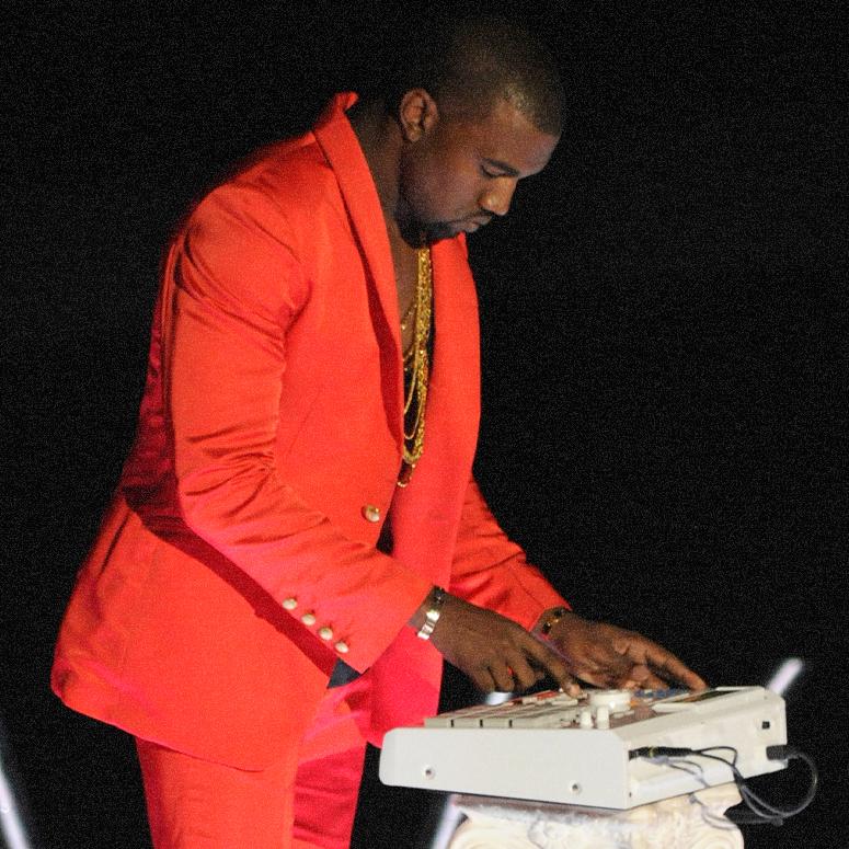 Kanye West playing an MPC