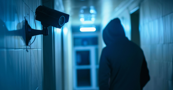 CCTV camera capturing video footage of a potential thief