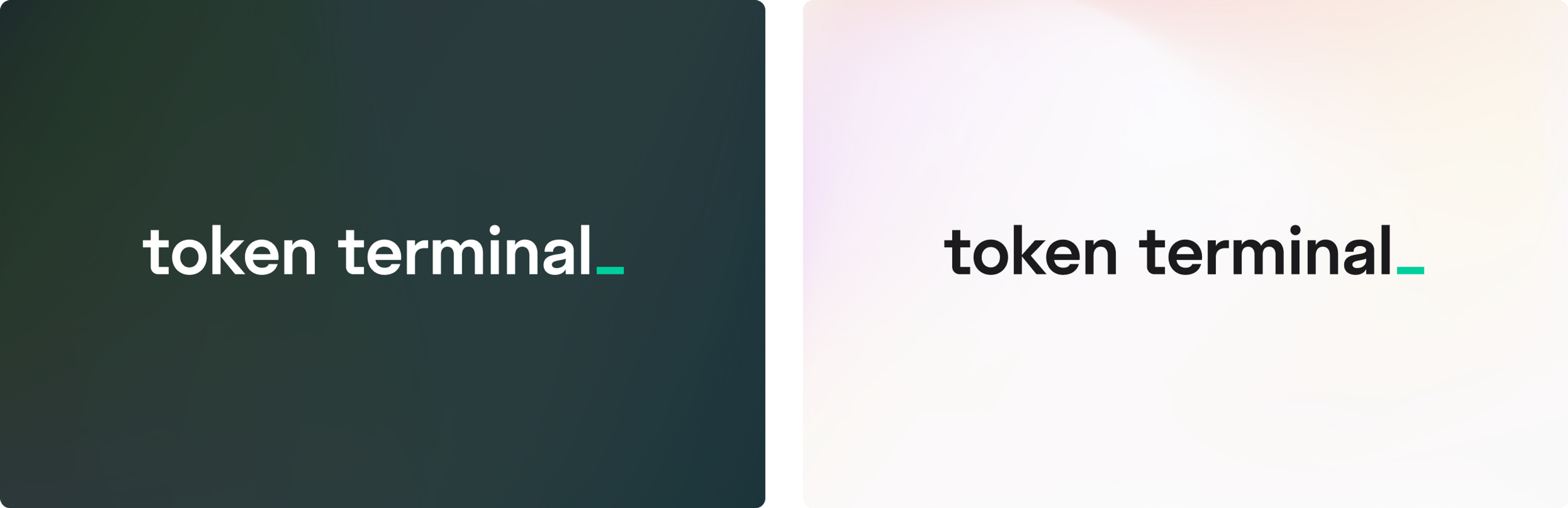 Image of light Token Terminal logo on dark background and dark Token Terminal logo on light background