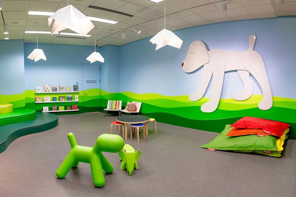 The family space at the MIA contains books, toys, and places for families to play and rest