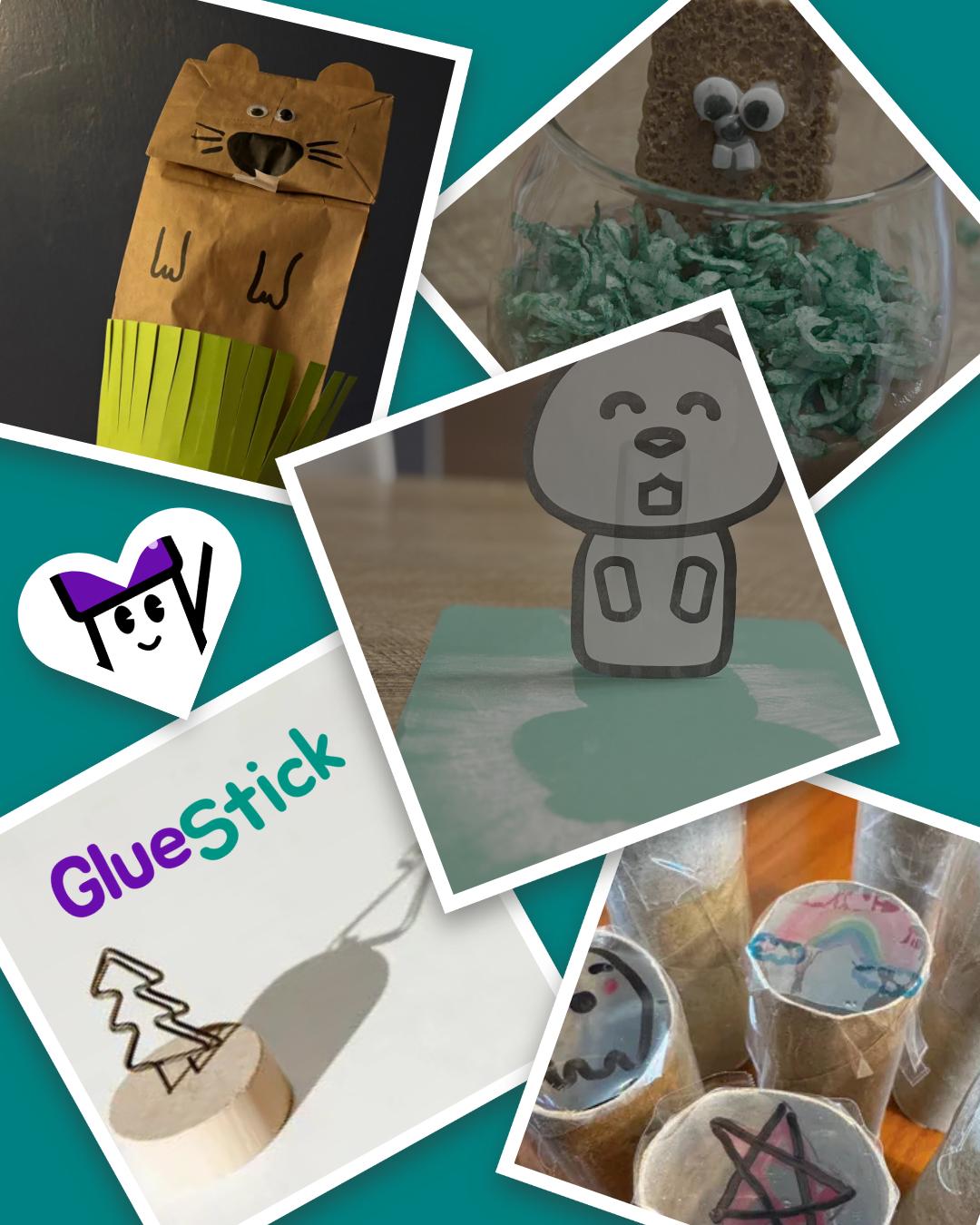 A collage of five kids crafts perfect for Groundhog day
