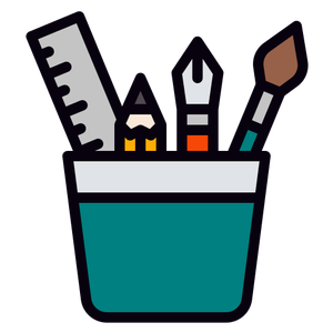 A colorful caddy of everyday art supplies
