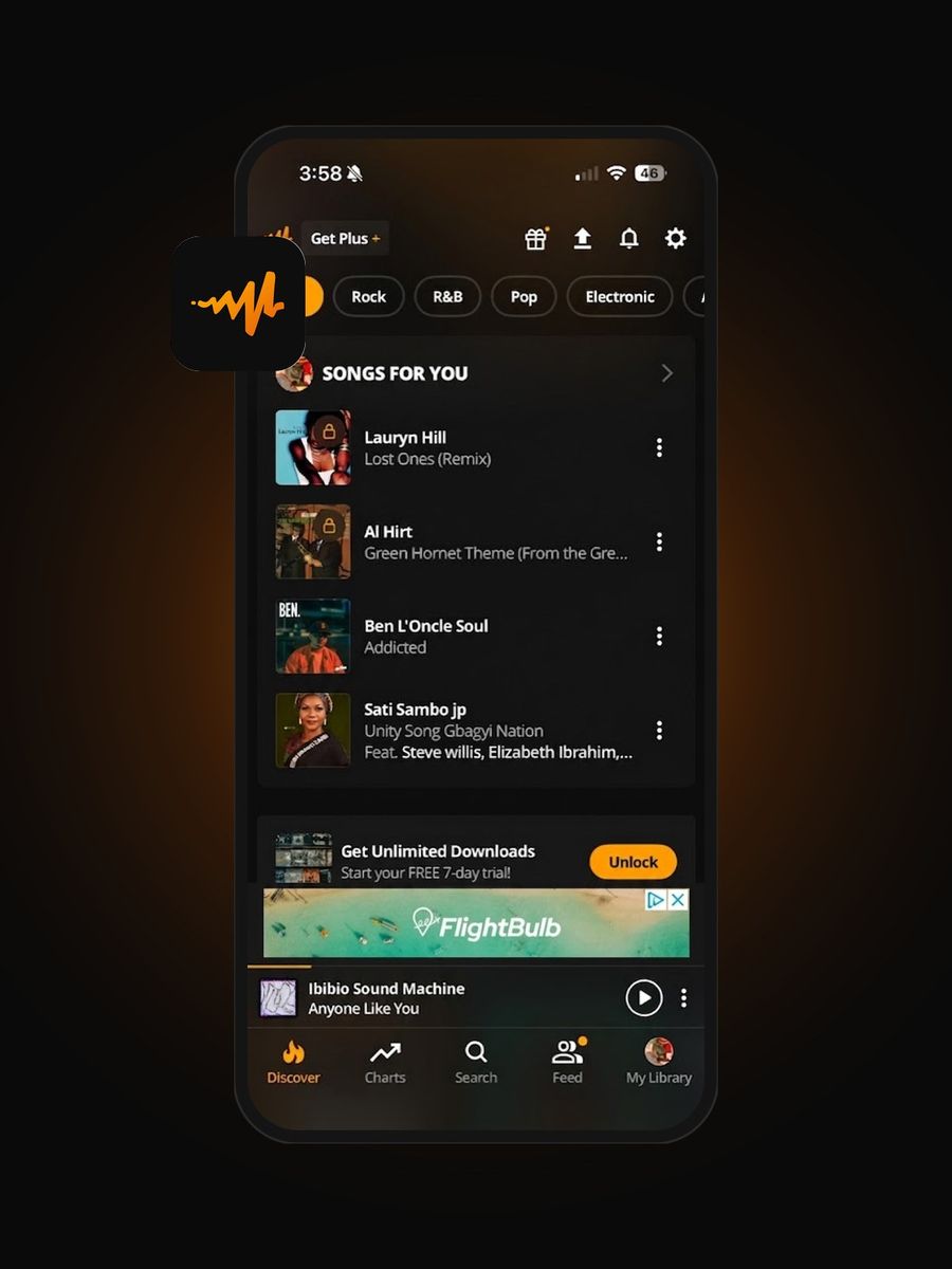 Audiomack app on a phone