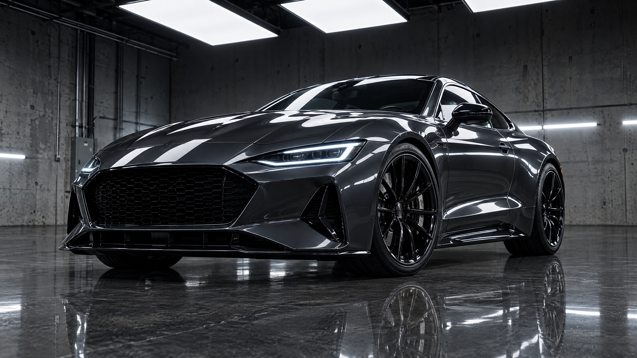 Flawless custom vehicle respray and premium automotive clear coat finish. A high-gloss, wet-look painted exotic car resting under studio lighting, highlighting our strict zero orange-peel standard. Top-tier auto body and custom paint services for the Texas market.