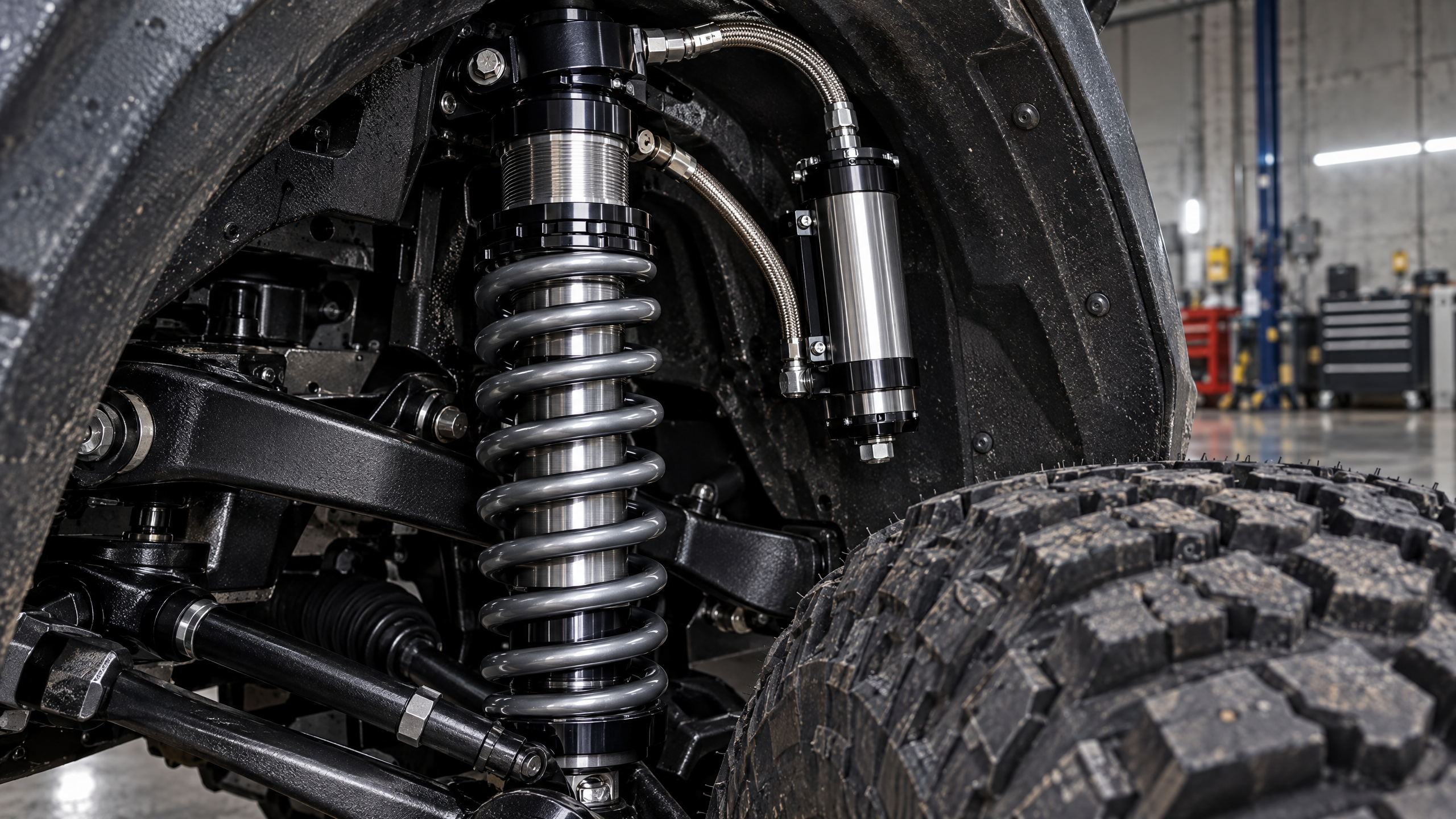 High-clearance off-road coilover installation and tuning for Jeeps, trucks, and Polaris Slingshots. We supply and dial in adjustable remote-reservoir coilovers from industry leaders like King Shocks, Fox Racing, Icon Vehicle Dynamics, and Bilstein.