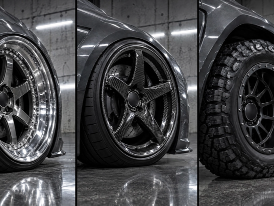 Custom wheel and tire fitment calculator and installation in Houston, Texas. Precision-calculated offset, stance, and forged wheel packages for luxury cars, exotics, and custom builds across The Woodlands, Katy, and Sugar Land.
