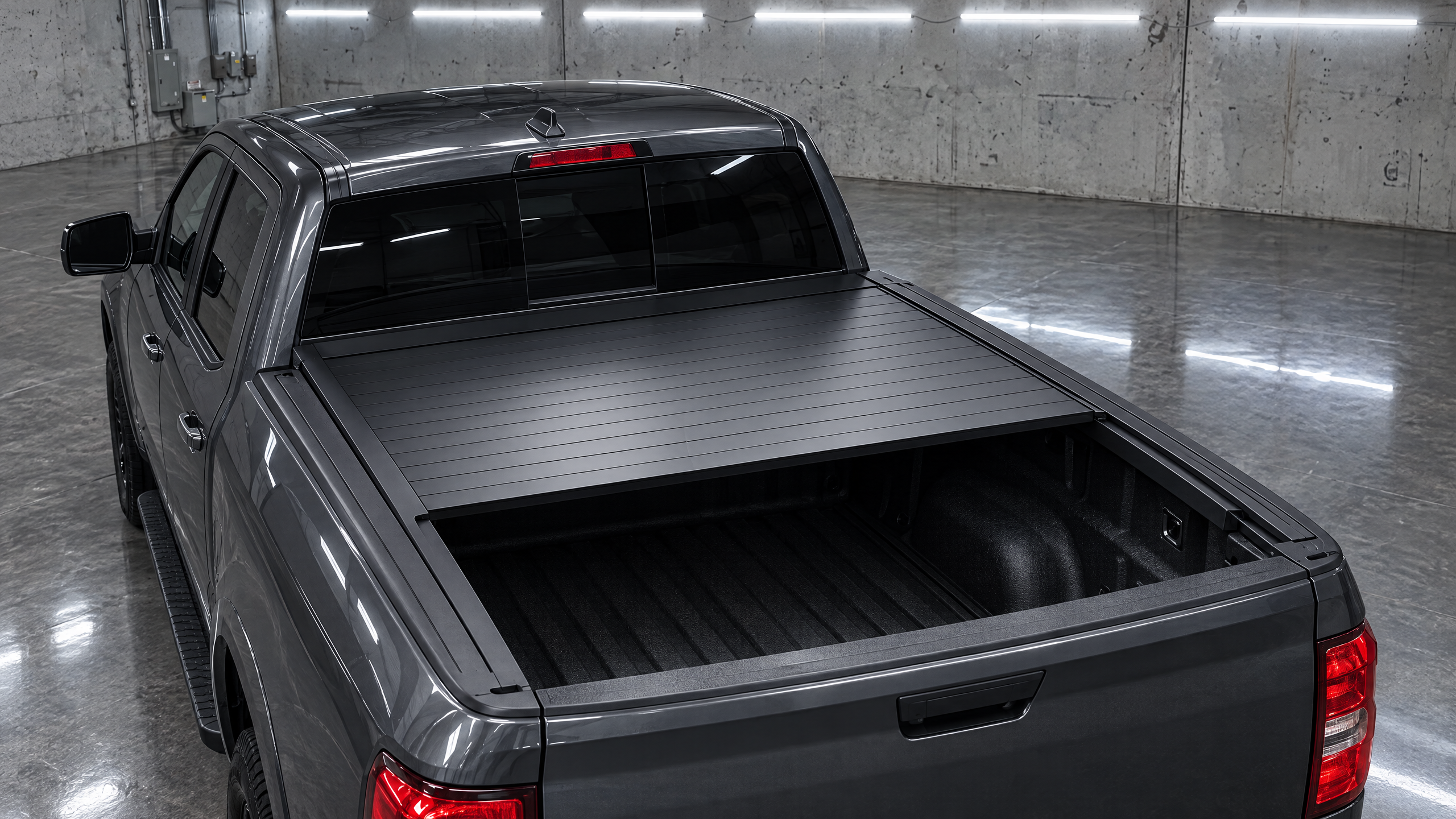 Retractable aluminum tonneau covers and secure truck bed storage in Texas. Weatherproof, heavy-duty bed covers and flush-mount utility solutions serving Spring, Cypress, and Houston.