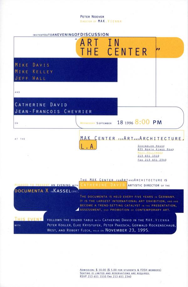 Art in the Center discussion invitation
