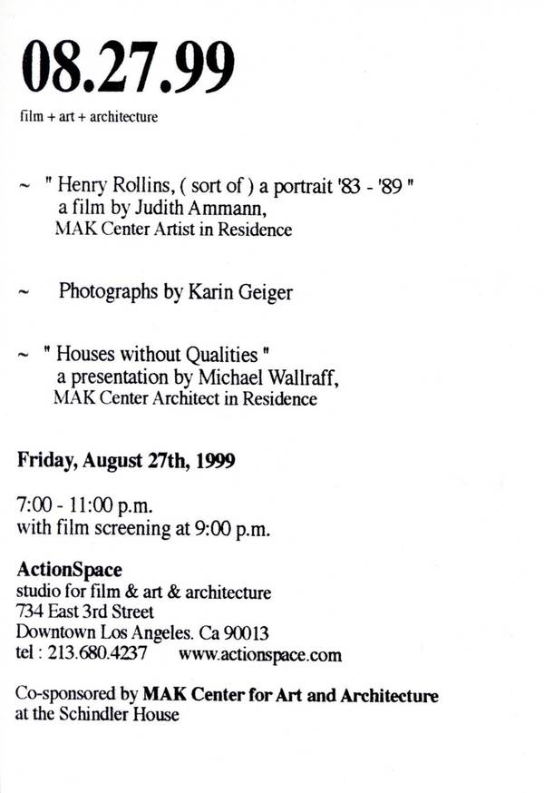 ActionSpace, Film+Art+Architecture event flier