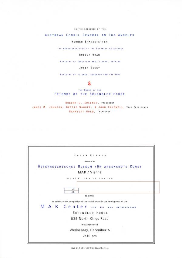 MAK Initial Phase Completion dinner invitation