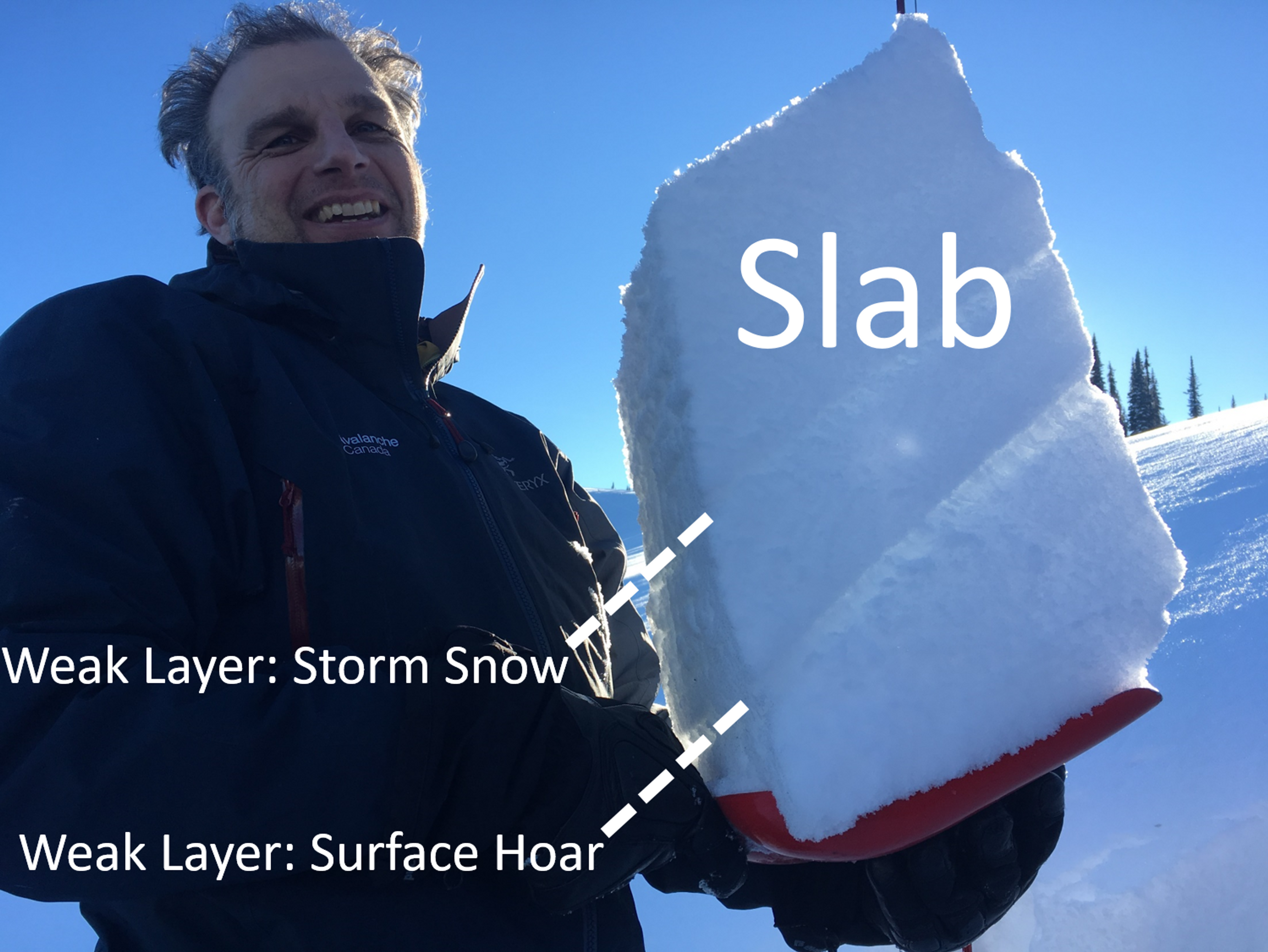 If you dig into the snowpack, you can often see the different layers and sometimes you can even spot the weak layers dividing the stronger ones. How these layers are arranged determine how likely avalanches are to occur.