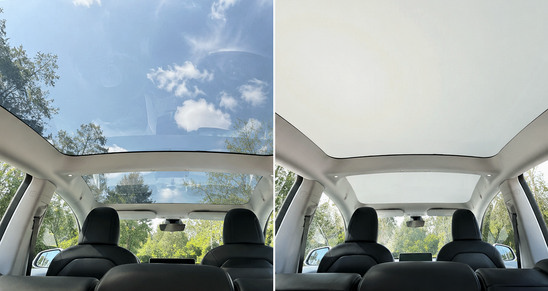 Pre-molded Tesla sunroof shade (vehicle-specific) — ON — Clear