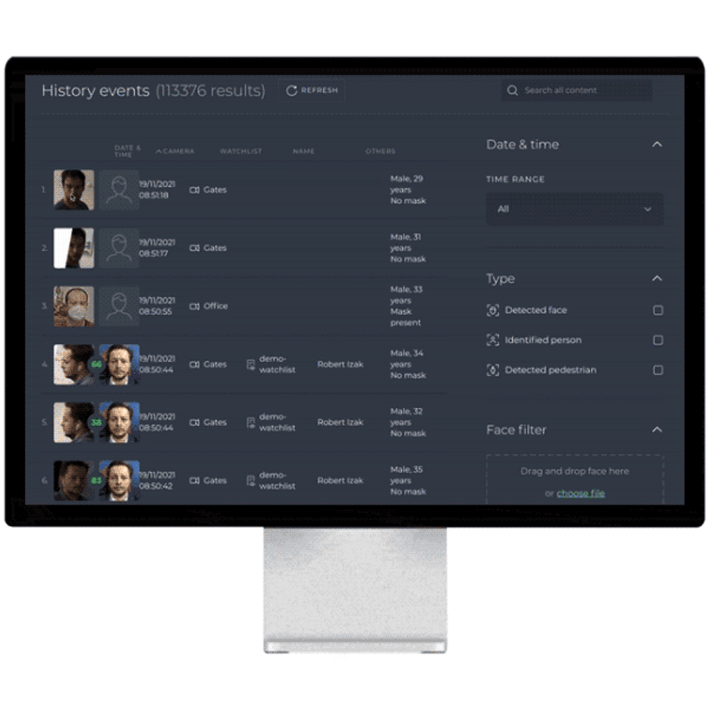 video analytics for public security - face search