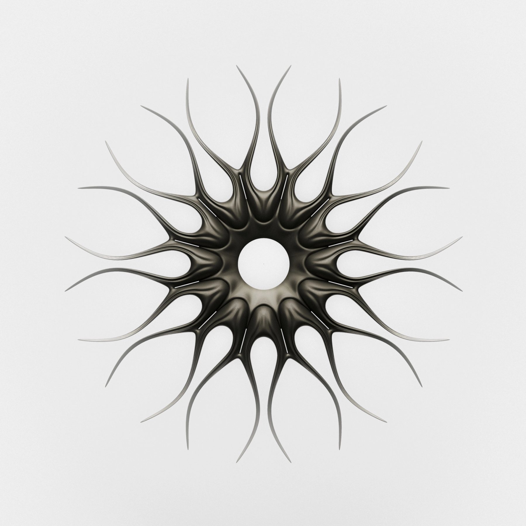 CRETEA — the biomechanical lamp seen from above, arms spread
