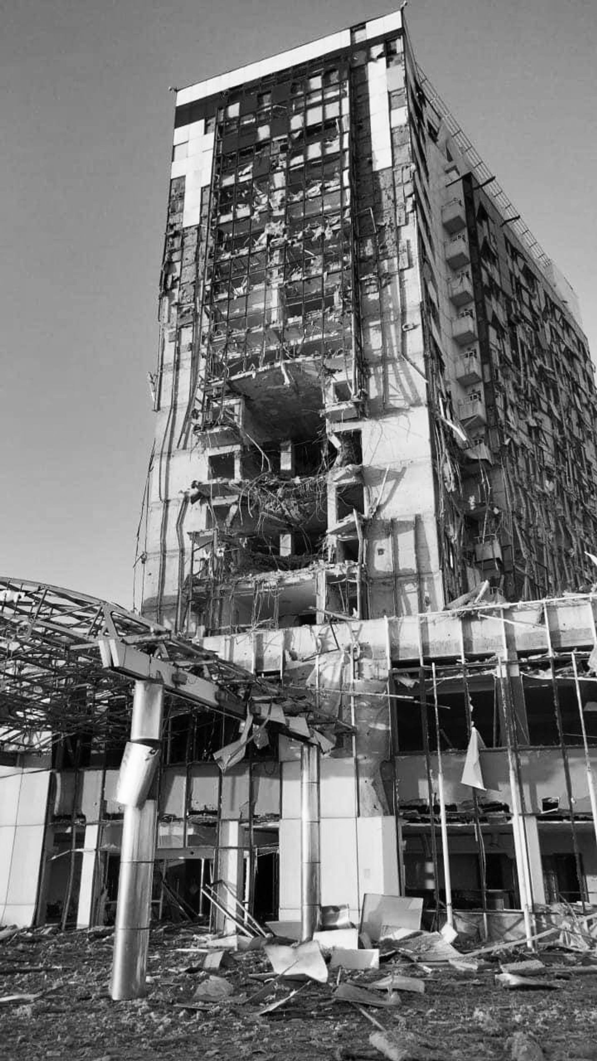 Damaged hotel in Odessa, Ukraine
