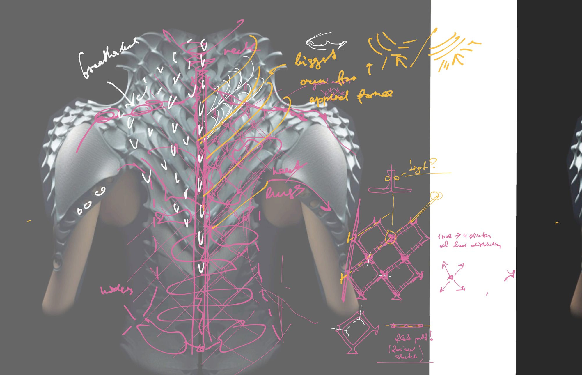 Sketch studies of the interlocking geometry
