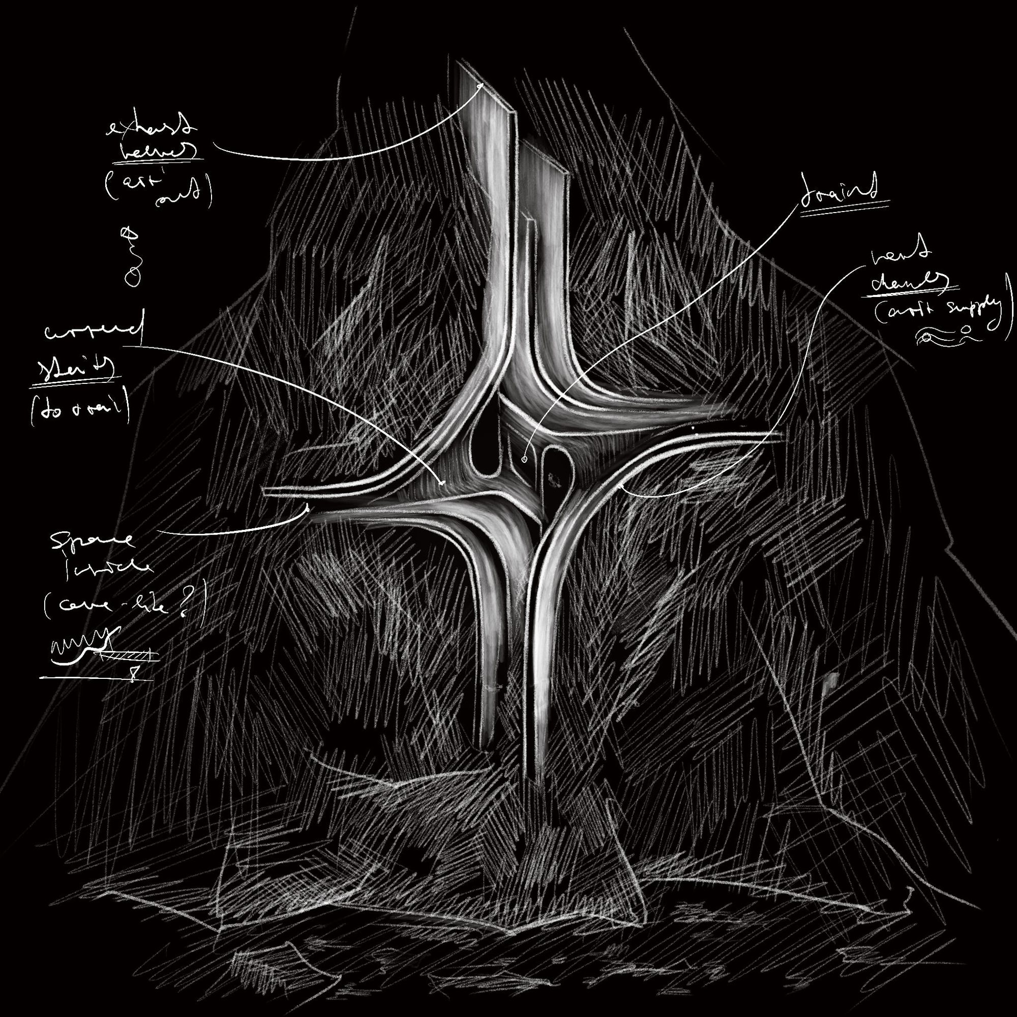 Sketch by Kyryll Dmytrenko coming up with a design for the Door Opens and project, Ipad sketch, Procreate
