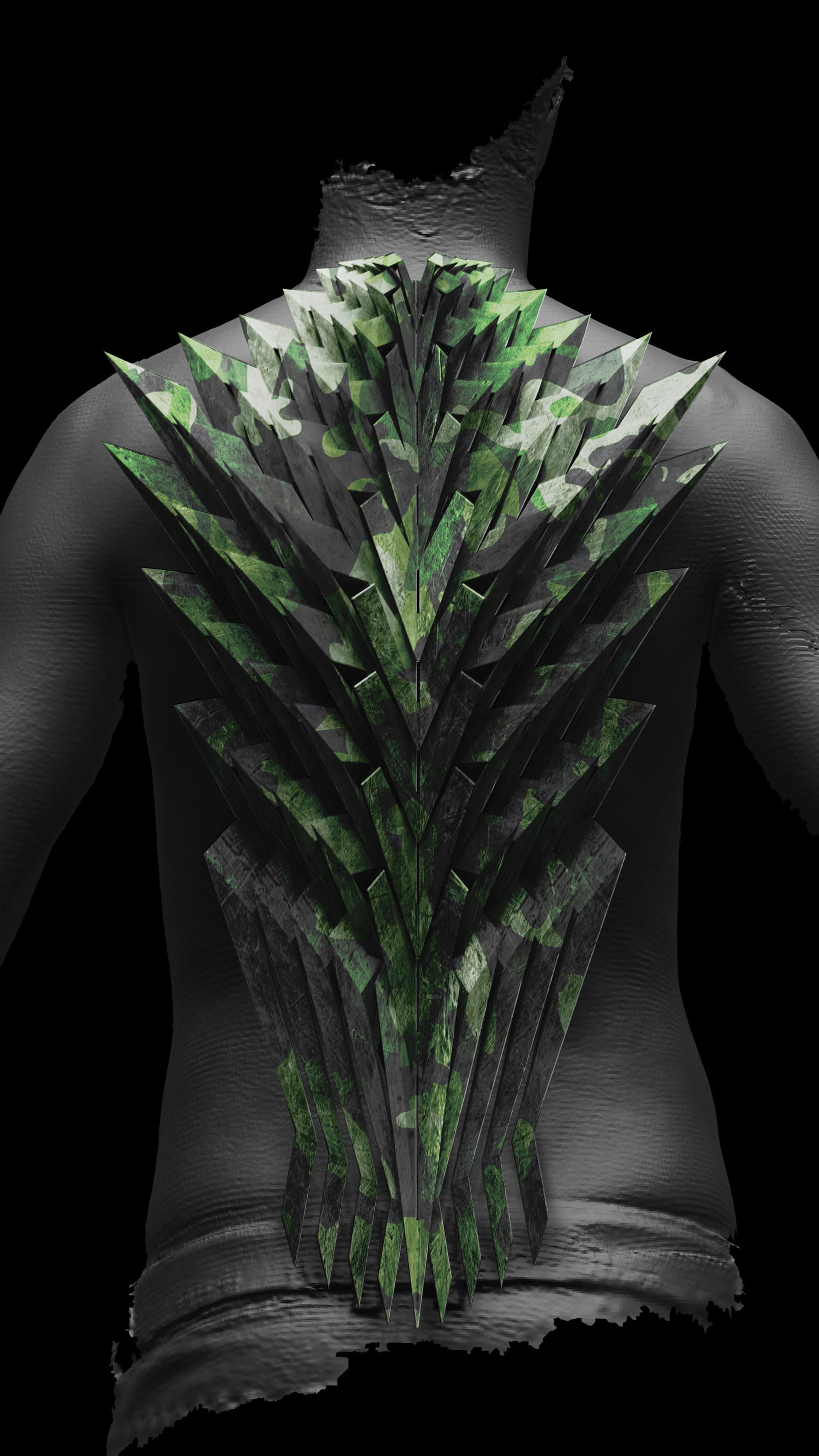 The armour in a grass camouflage pattern