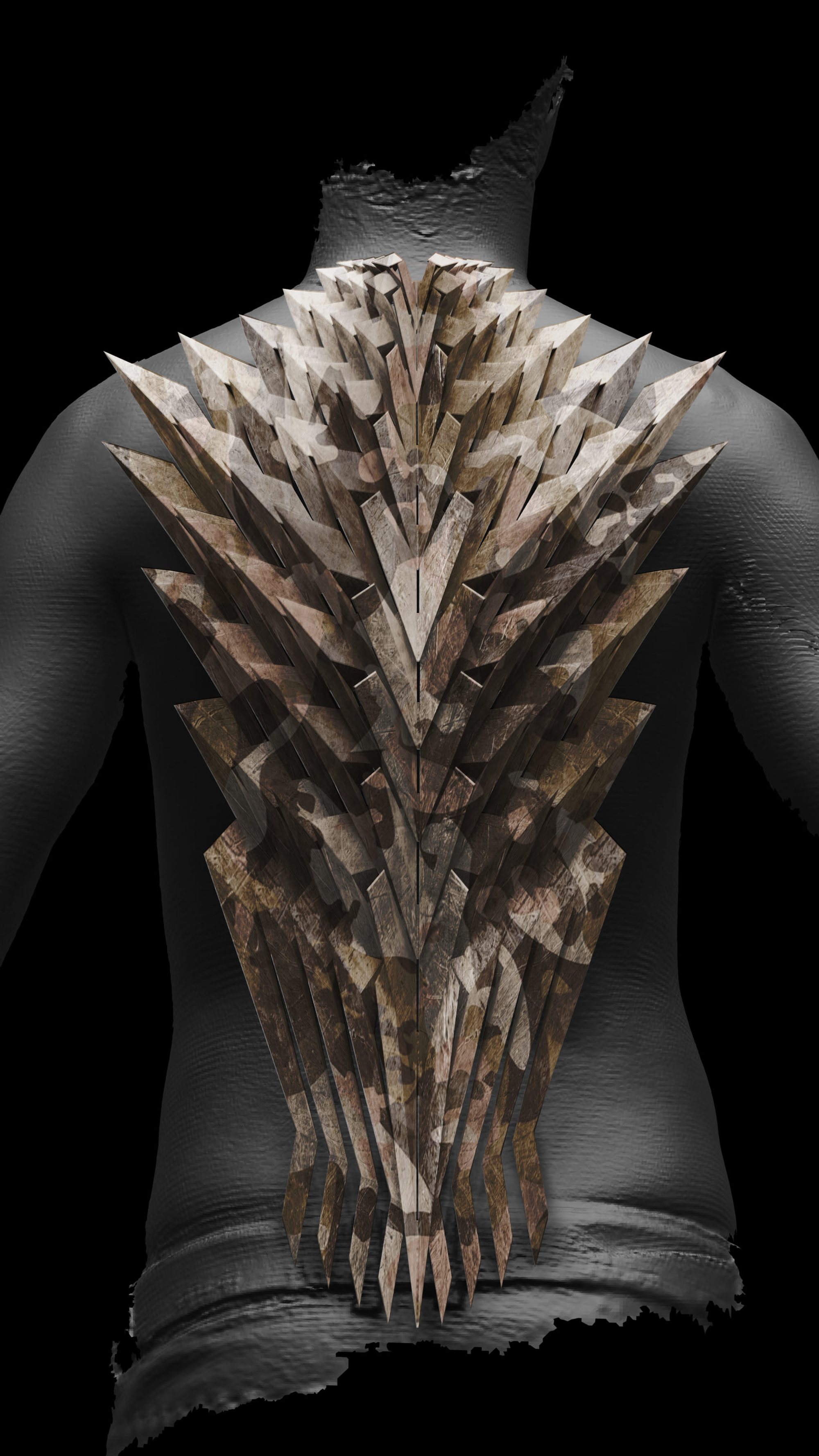 The armour in a sand camouflage pattern