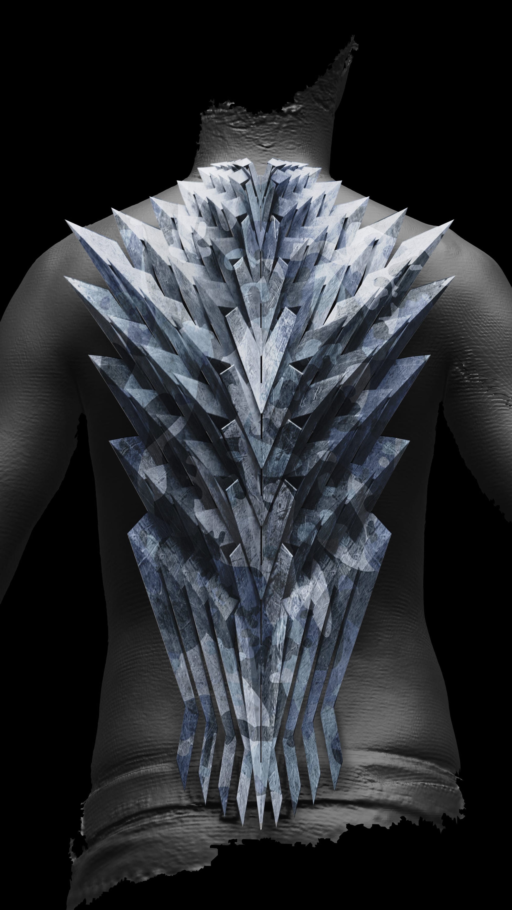 The armour in a water camouflage pattern