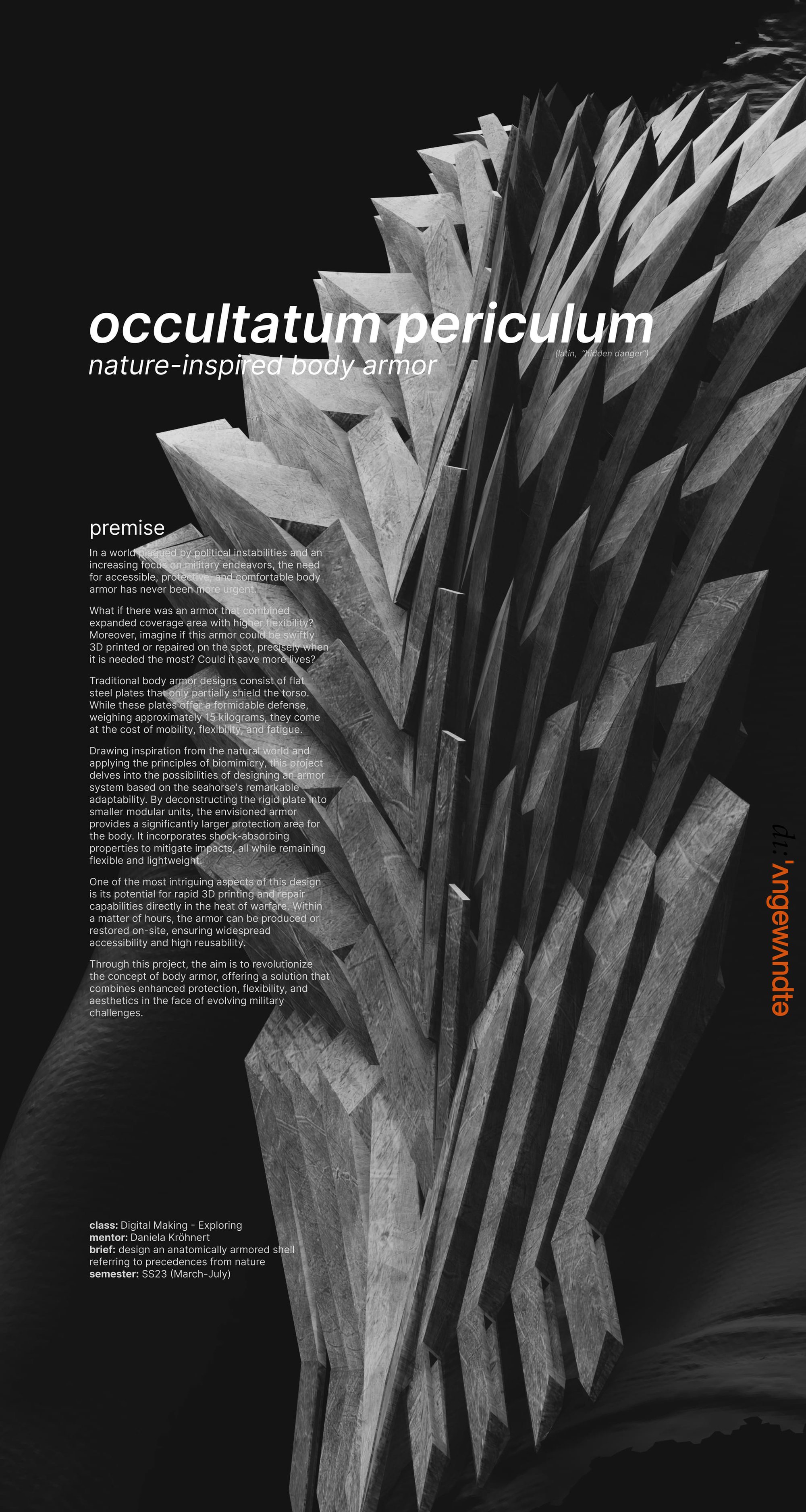 Title board: Occultatum Periculum, with the premise text