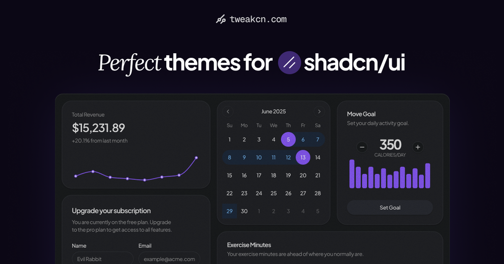 Screenshot of tweakcn