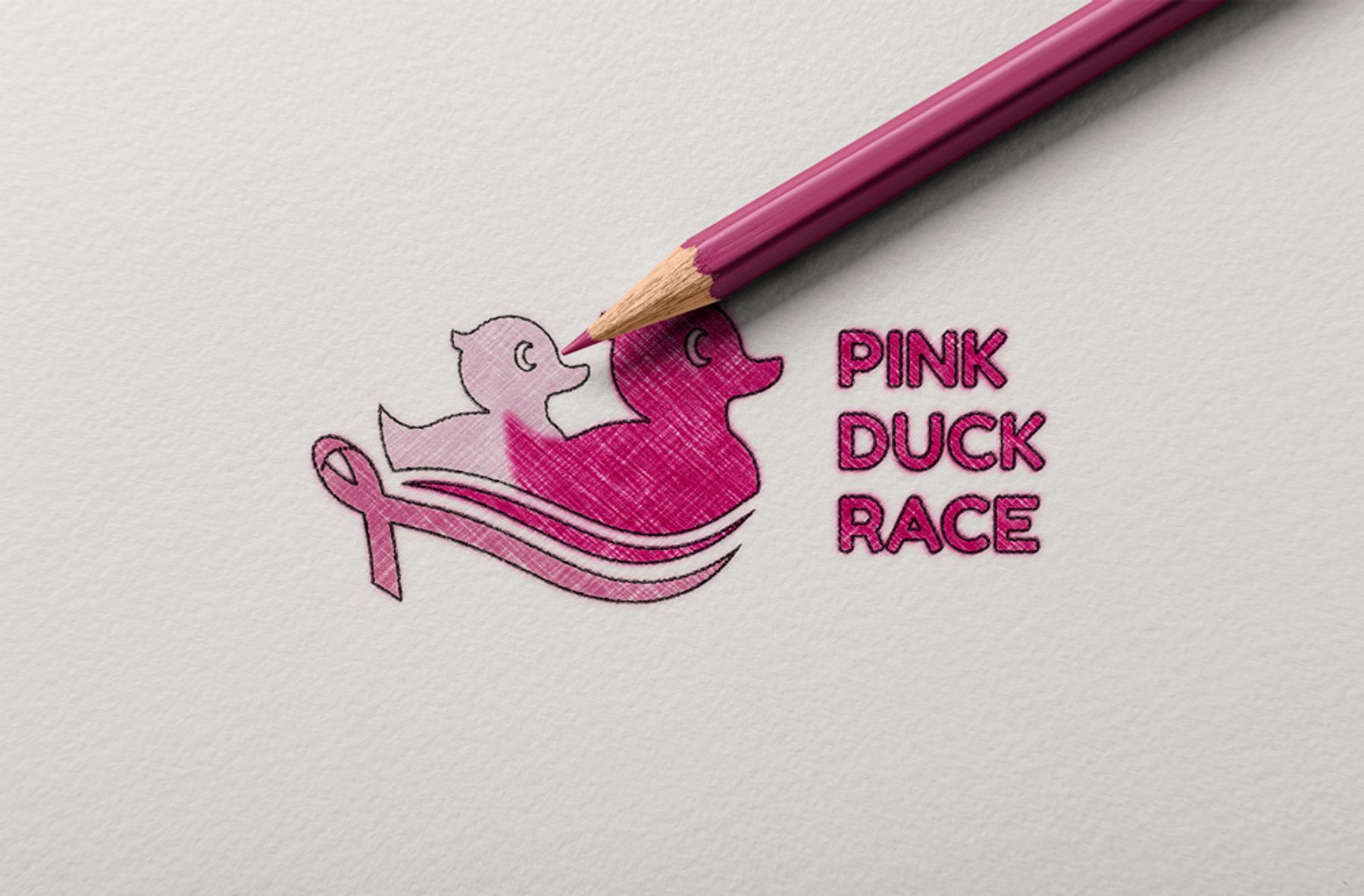 Pink Duck Race activation materials for breast cancer awareness campaign