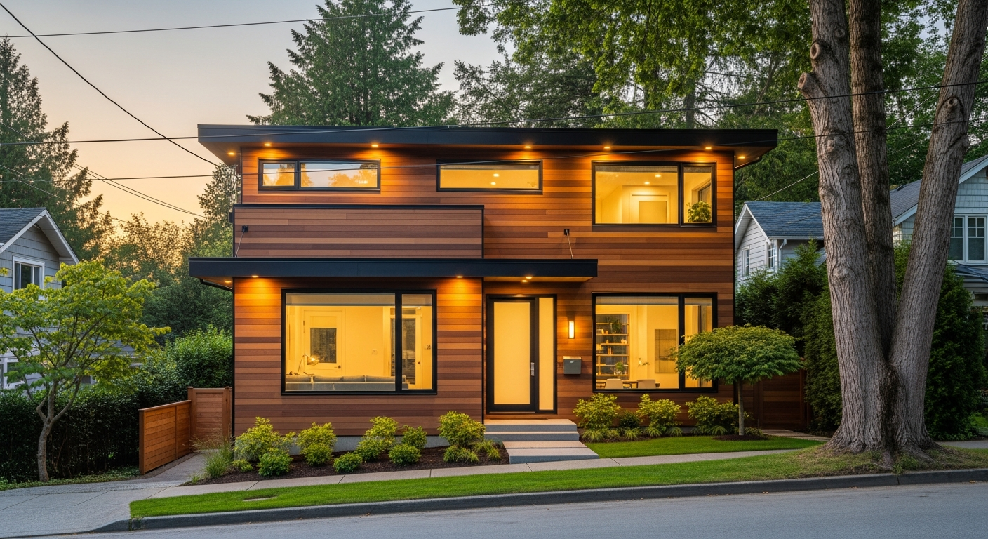 Modern laneway home in Vancouver with cedar siding