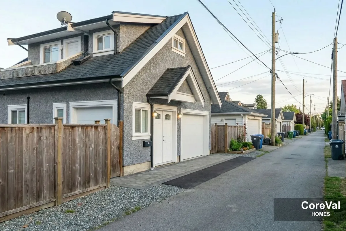 Vancouver laneway home with wood fencing along the property line