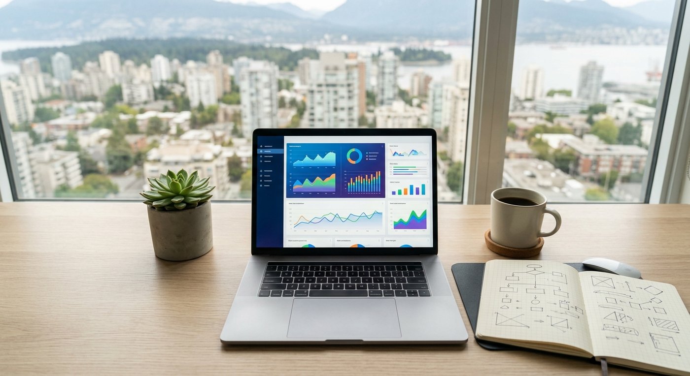 SEO content strategy and analytics dashboard for Greater Vancouver home builders