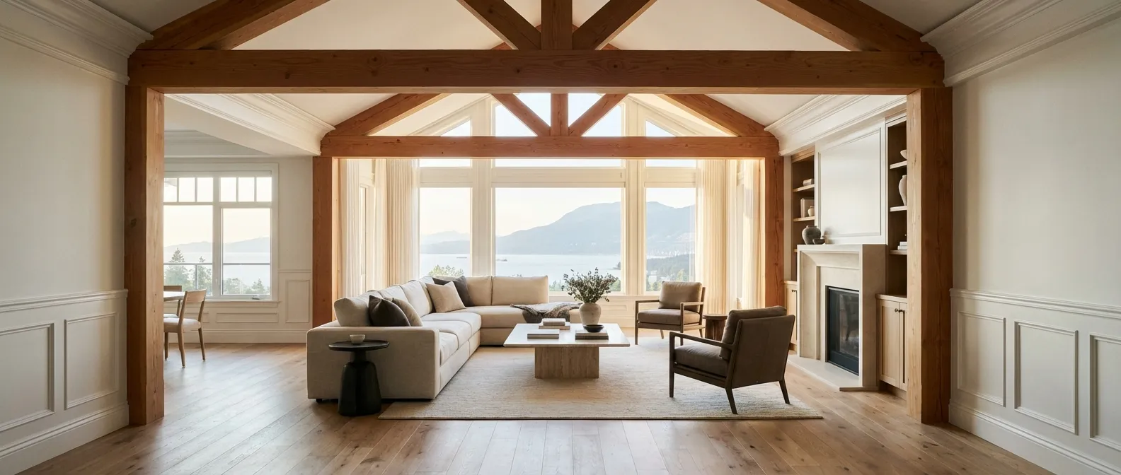 Luxury whole-home renovation by CoreVal Homes — open-concept living space in Metro Vancouver