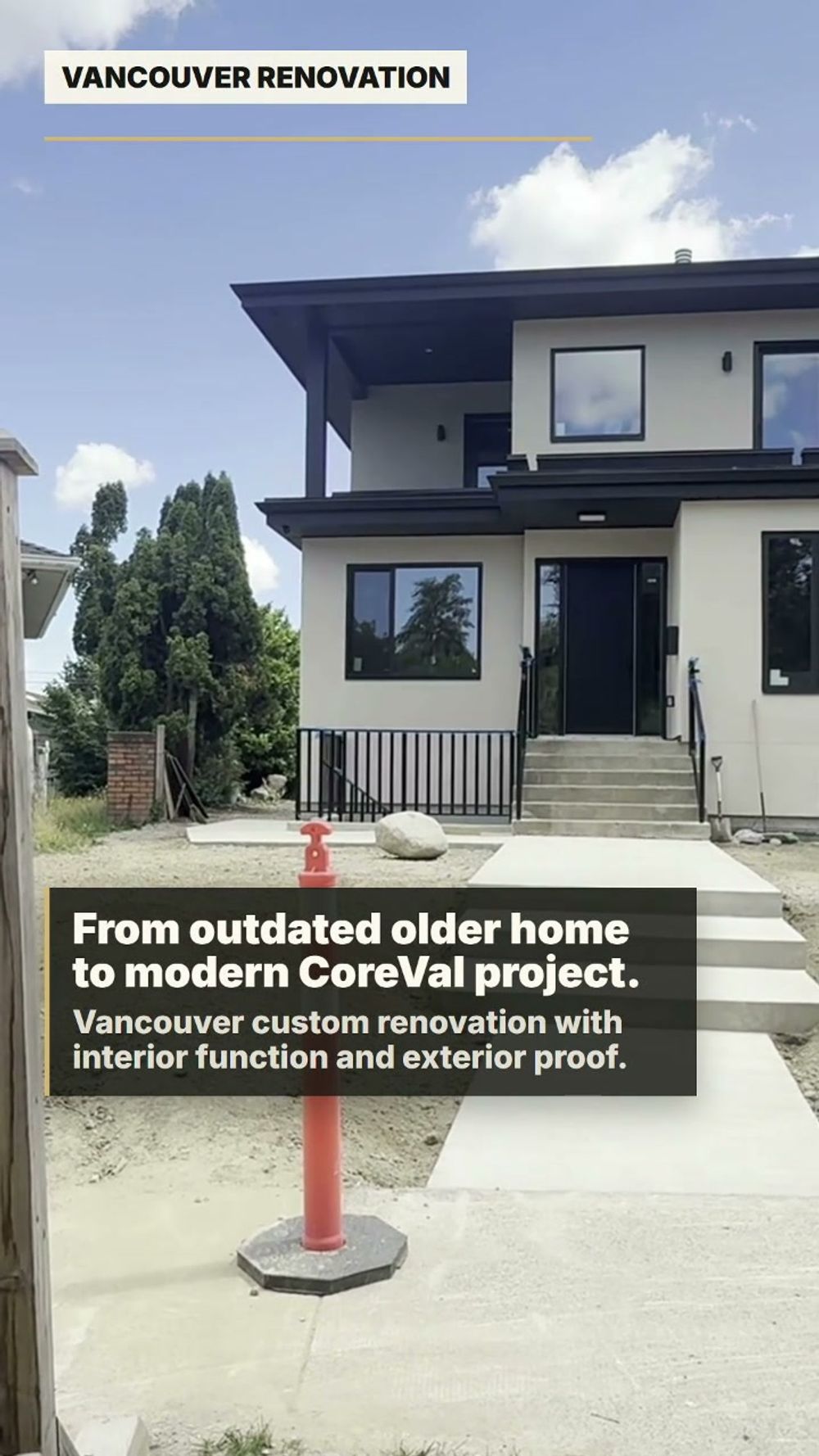 Completed exterior of a modern Vancouver home renovation