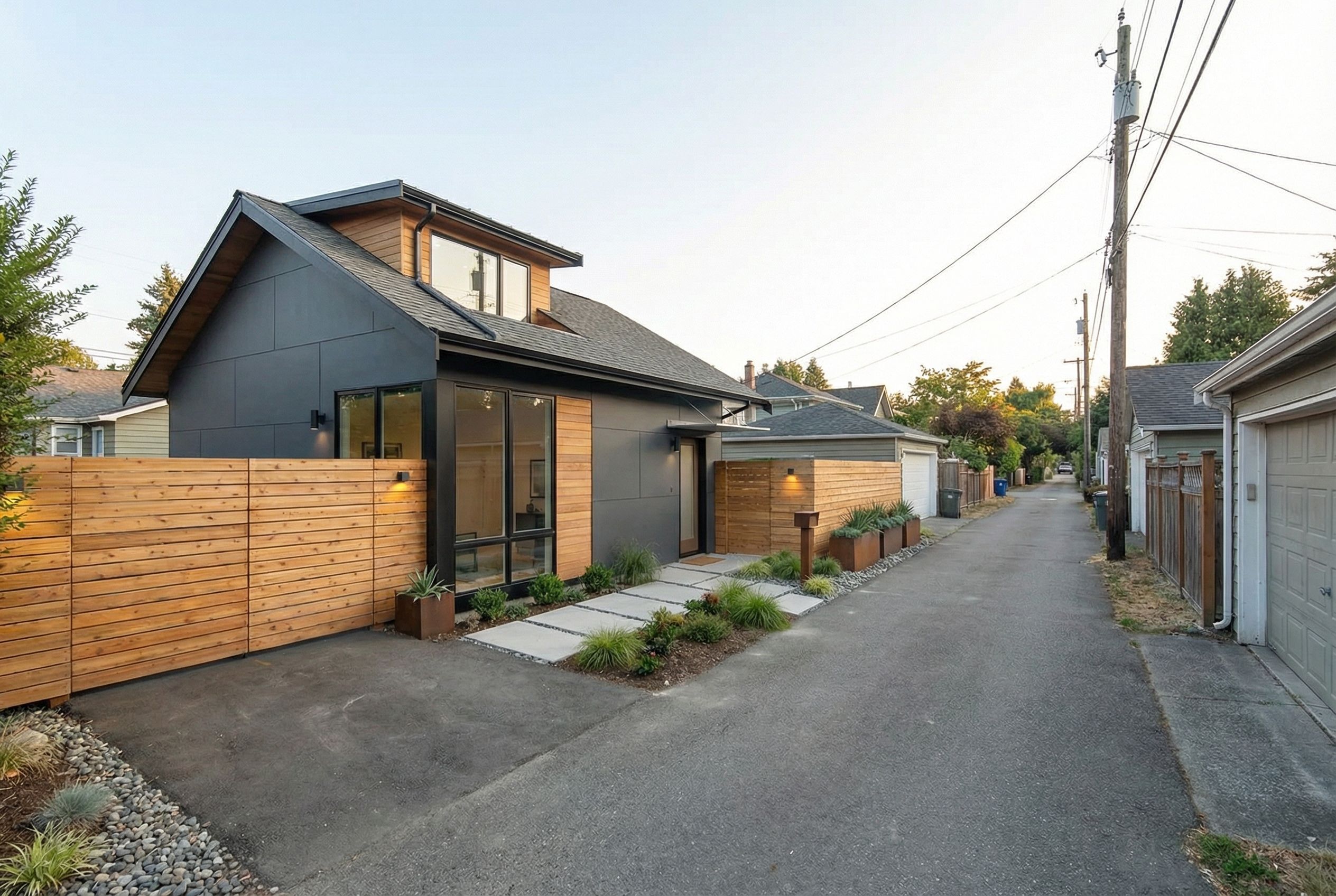 Modern laneway home exterior Coquitlam BC — CoreVal Homes builder
