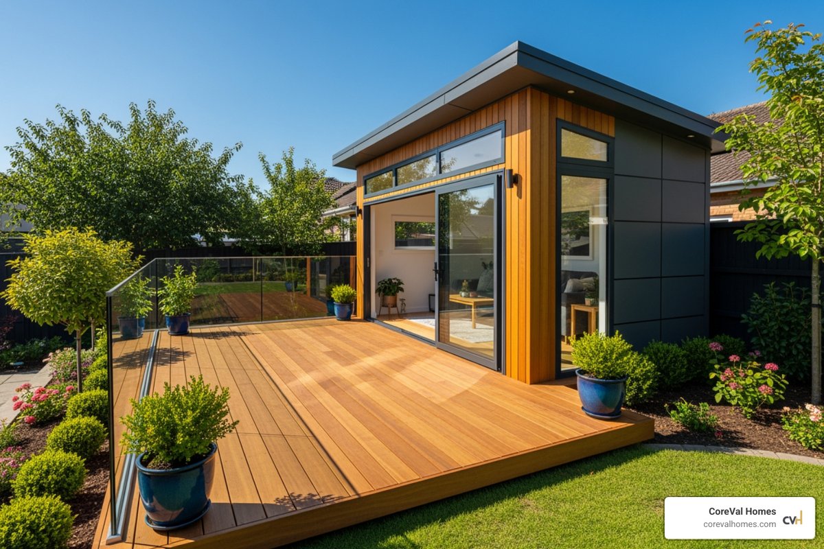 newly constructed deck and backyard studio - building permit process