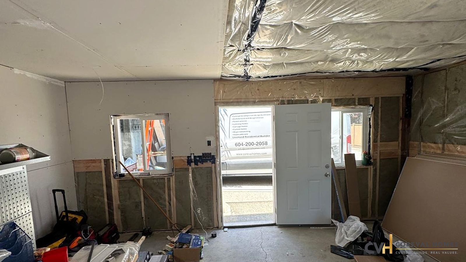 CoreVal Homes renovation interior showing construction work for additional residential space