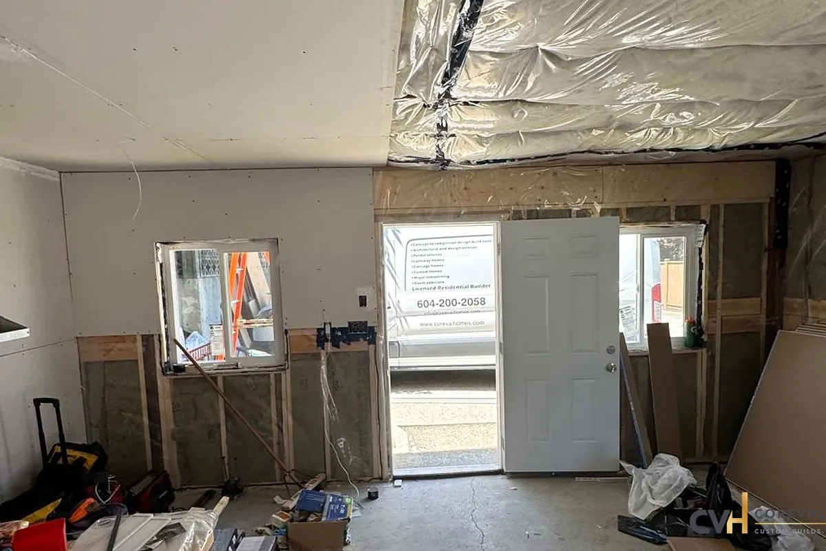 CoreVal Homes renovation interior showing construction work for additional residential space