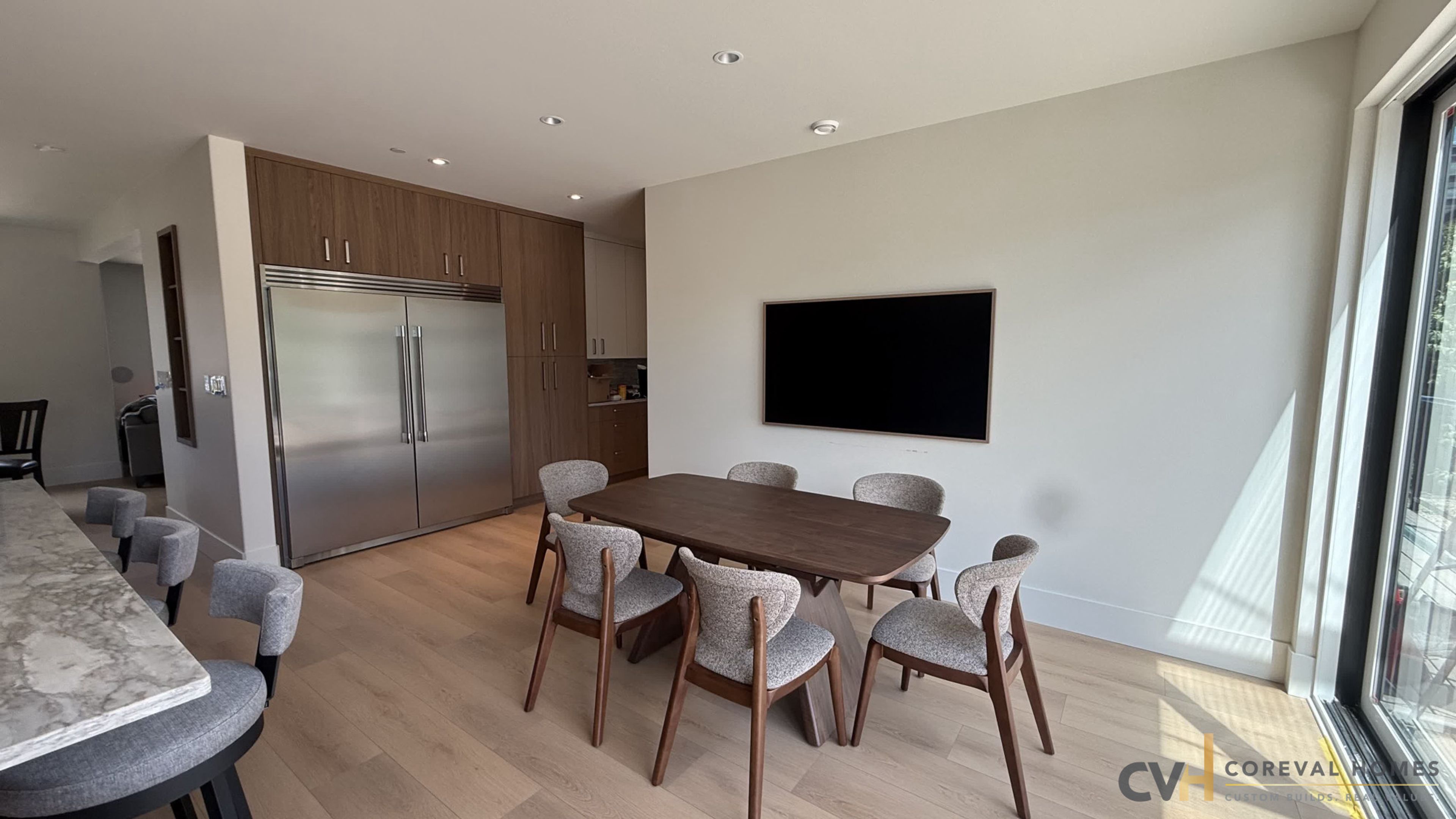 Kitchen and dining area in a completed CoreVal Homes build